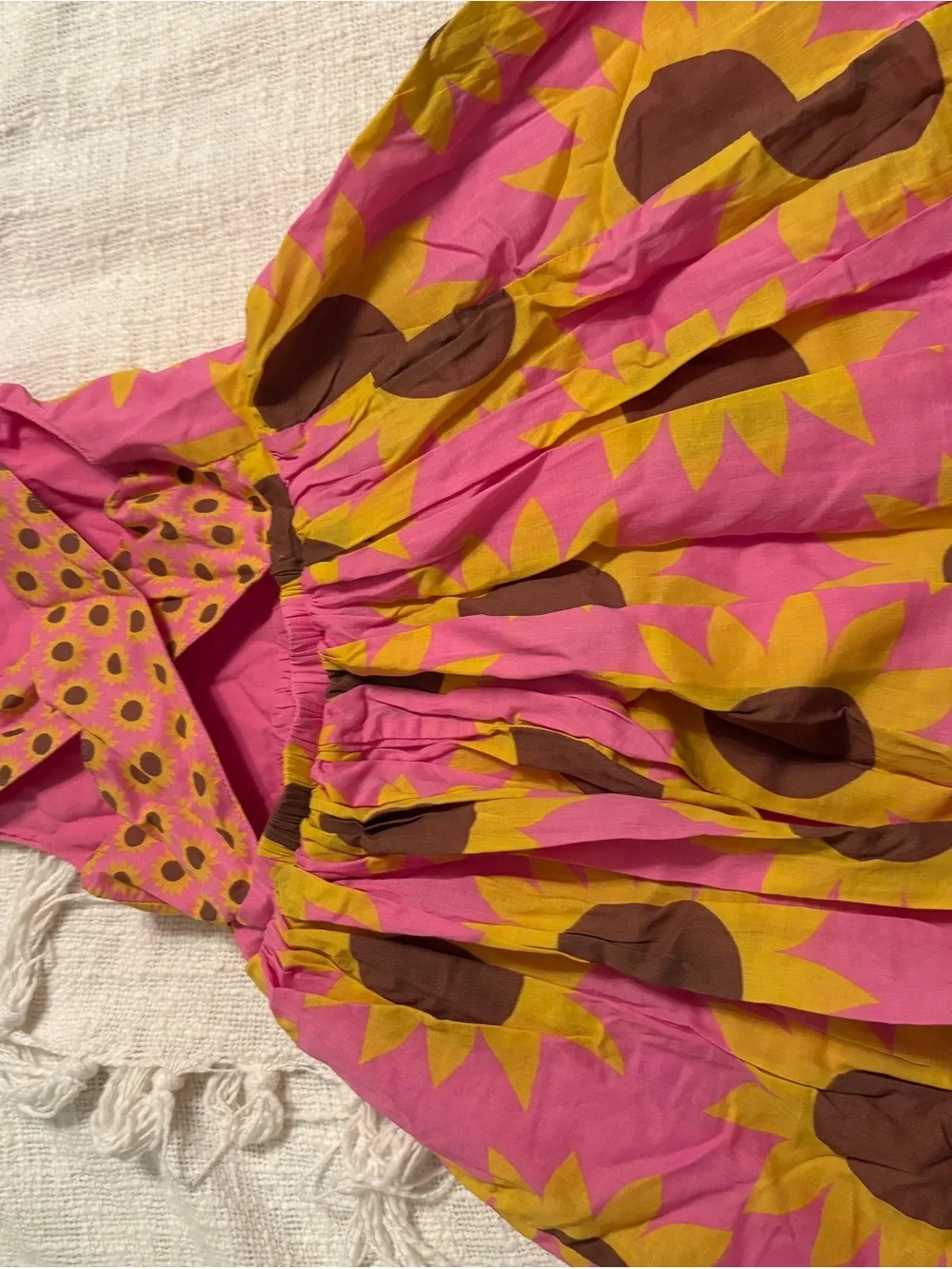 Mini Boden Girl’s Pink Sunflower Print Dress size 3-4